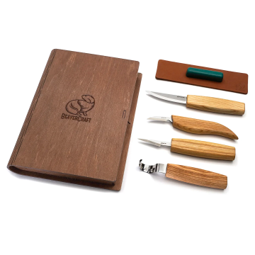 4 CARVING KNIVES IN BOOK CASE