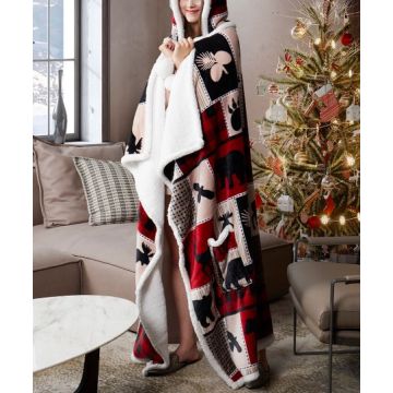 HOODED FLANNEL THROW