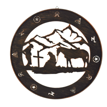 RUSTIC METAL-PRAYING COWBOY