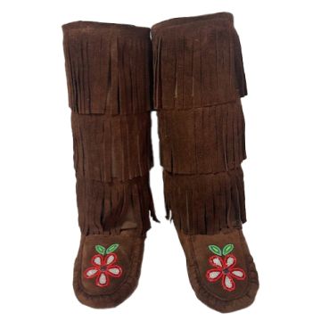 MUKLUKS-BEADED FLOWER W/FRINGE