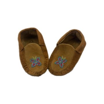 SLIPPER- PALE BLU/RED FLOWER