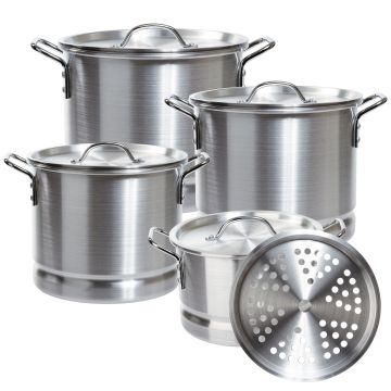 STOCK POT / STEAMER ALUM.- 4PC